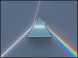 Dispersionsprisma beim Zerlegen des Lichtes in seine spektralen Anteile